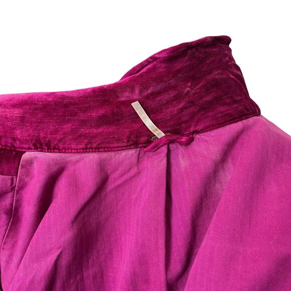 Free People Velvet Trucker Jacket Women’s Size XS/S Fuchsia Pink Oversized Snap - Picture 7 of 15